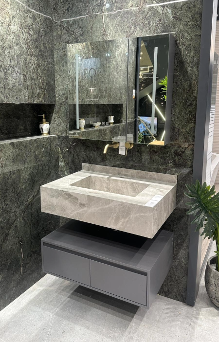 مغسلة بورسلان+مراة مضيئة